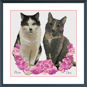 Tobin Yellow Floral Cat Counted Cross Stitch Kit-5X7 14 Count